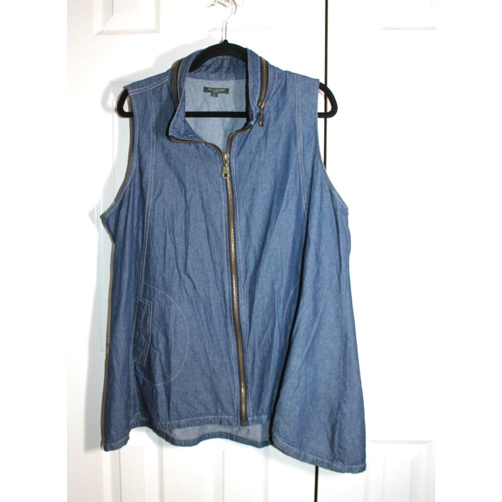 For Cynthia Woman Swing Tunic Zip Front Denim Vest sz 1X
